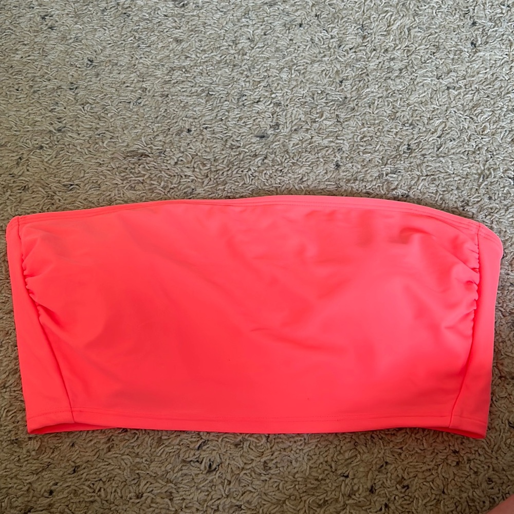 Neon Coral Bandeau Swim Top